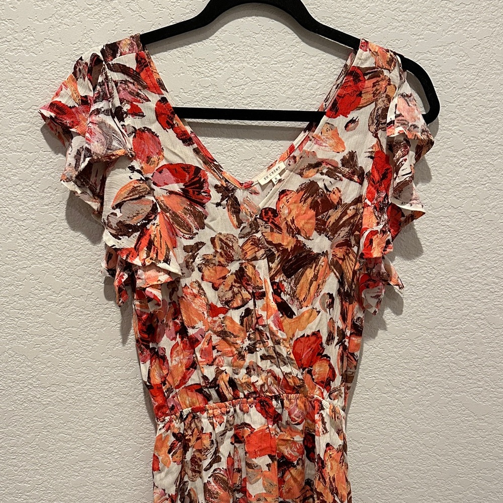 Floral Ruffle Sleeve Midi Dress